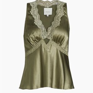 Reformation Sage Satin Lace Camisole
